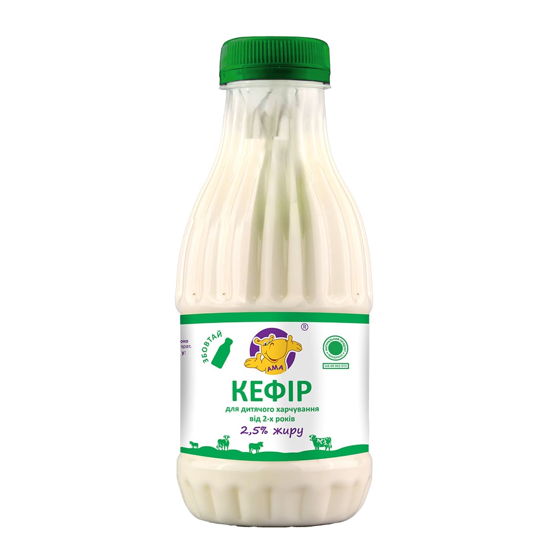 Кефір 2,5% жиру ТМ"АМА" , пляшка 500 г.